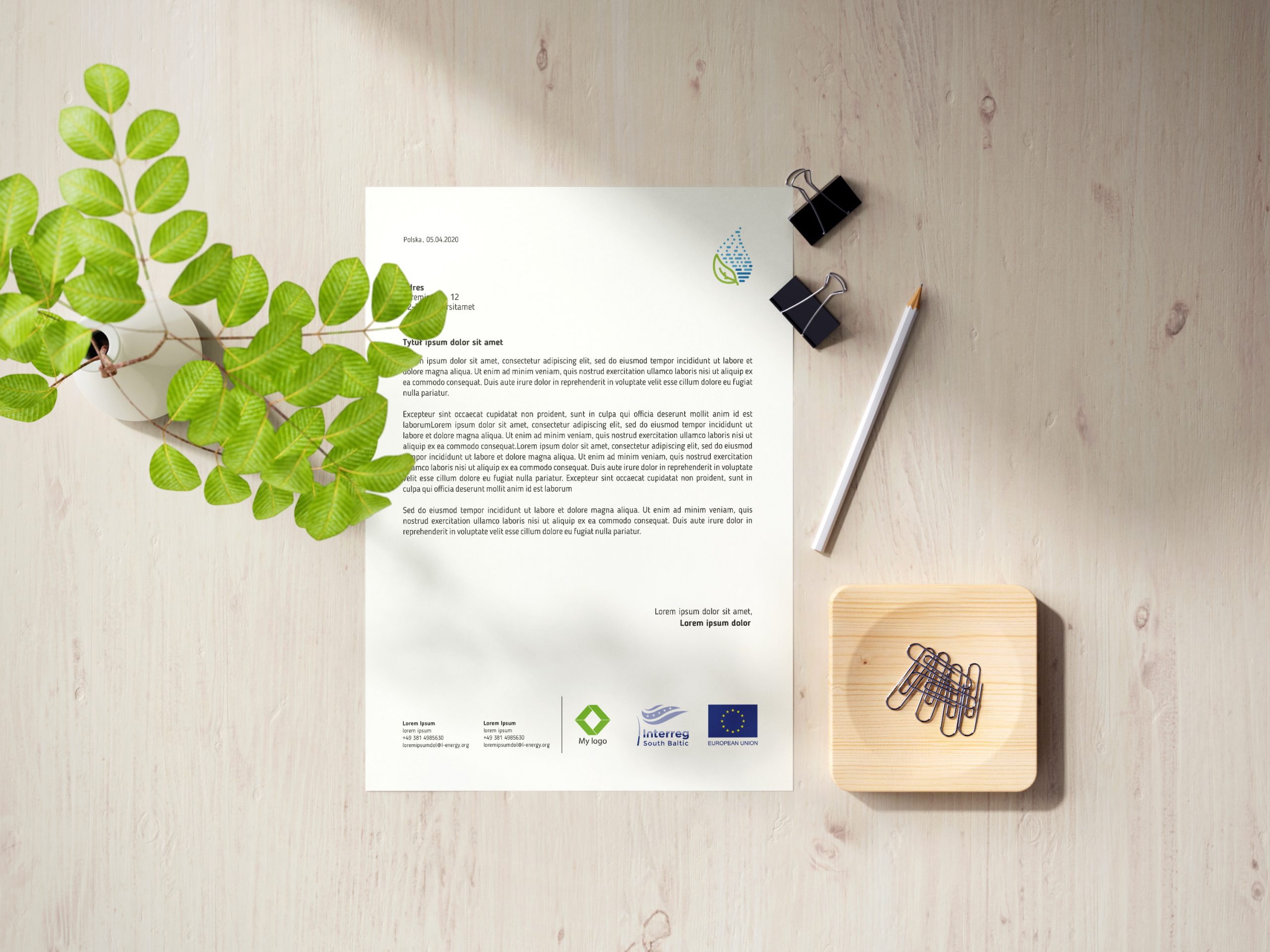 Wizaualizacja papieru firmowego dla LiquidEnergy